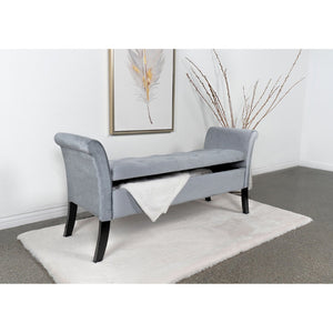 English Elm Pasley Velvet Button Tufted Rolled Arm Lift Top Storage Bench for Bedroom Entryway Silver B062P441162