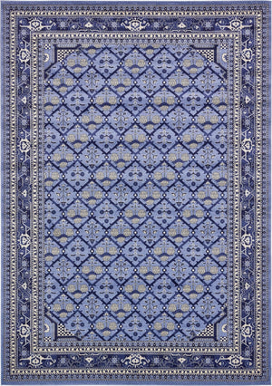Unique Loom La Jolla Trellis Machine Made Geometric Rug Blue, Blue/Ivory/Navy Blue/Light Blue 10' 0" x 14' 1"