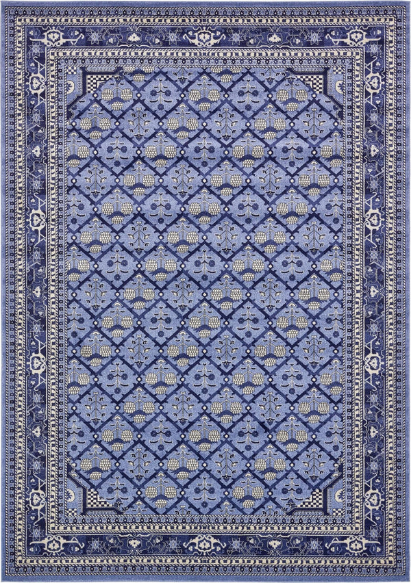 Unique Loom La Jolla Trellis Machine Made Geometric Rug Blue, Blue/Ivory/Navy Blue/Light Blue 10' 0" x 14' 1"