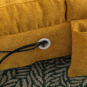 English Elm Linen Ergonomic Massage Chaise Lounge with Remote Control, 140° Recline, Heavy-Duty Frame, 5 Modes Mustard W39539621