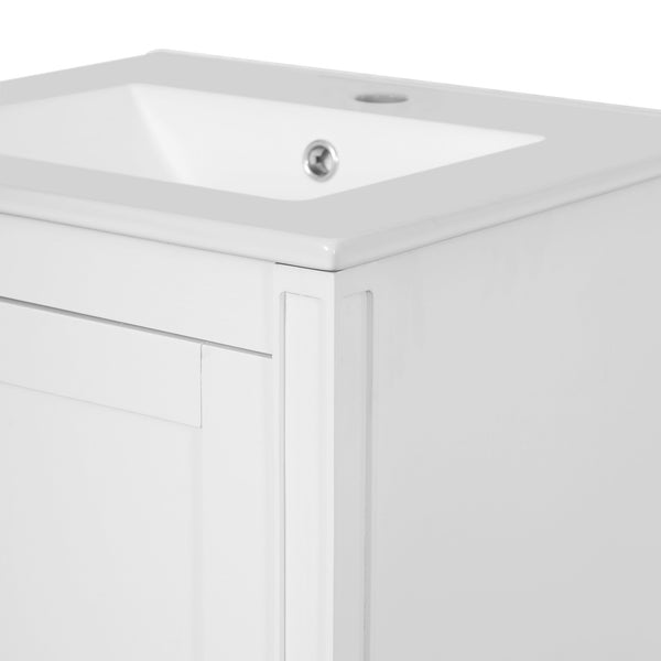 English Elm 20" Modern Bathroom Vanity with Ceramic Sink, Soft-Close Door, U-Shaped Adjustable Shelf & Door Storage Rack for Small Spaces N729P299364K