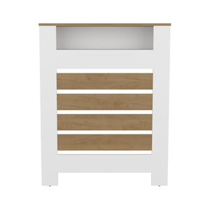 English Elm Radiator Cover Cabinet Slatted Ventilated Enclosure White Finish Entryway Display Shelf B200P362054