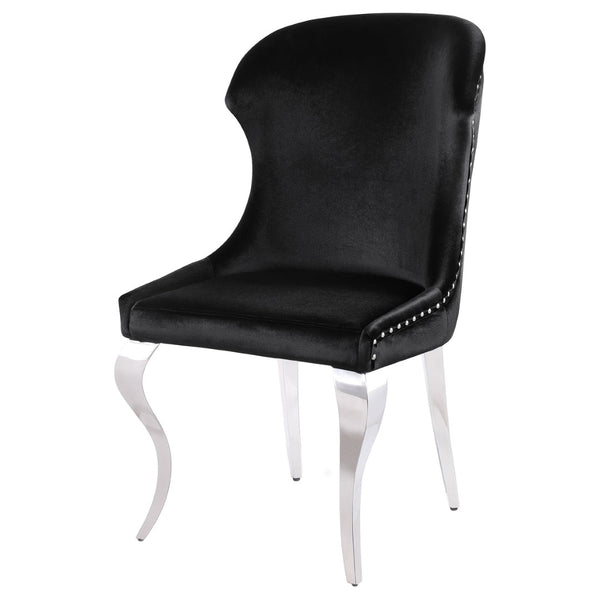 English Elm Daphne Velvet Wingback Dining Chairs with Nailhead Trim and Cabriole Legs Set of 2 Black B062S01462