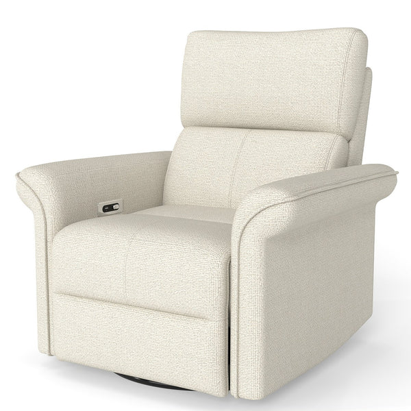 English Elm Power Power Swivel Rocker Recliner Chair with Wide Armrests, Dual USB Charging Ports, Compact Comfort Gray W1028S00054