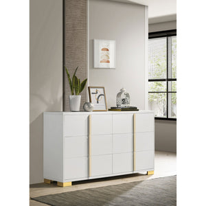 English Elm Medici Contemporary 6-Drawer Dresser With Chic Bar Pulls For Modern Storage Solutions In White B062P353274