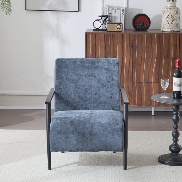 English Elm Christopher Knight Home® - 26.38" Modern Lounge Chair with Polyester Upholstery, Compact 26.4" Width, Metal Frame for Living Room Blue Gray N767P236501G