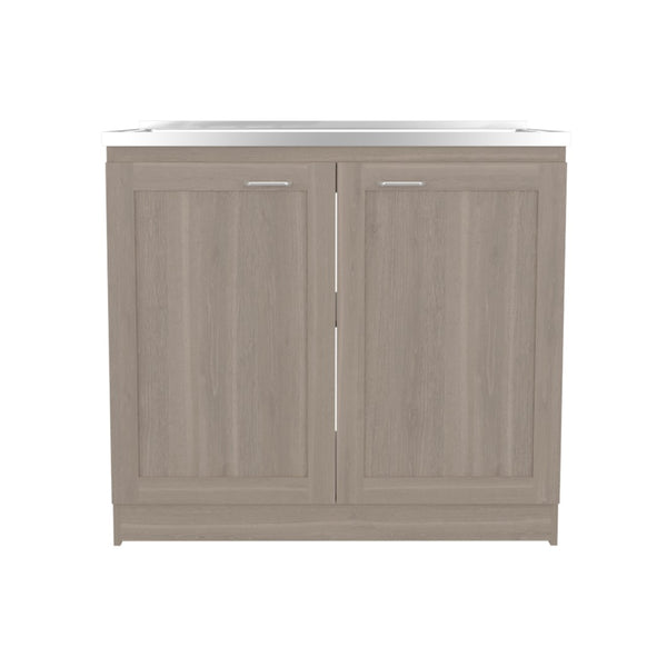English Elm Zurich Freestanding Utility Sink with Black Cabinet Two Shelves for Laundry Garage B070S00370