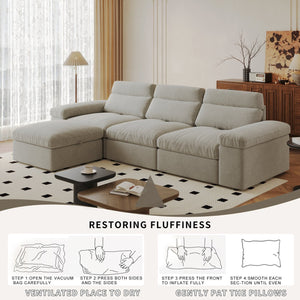 English Elm This modular cloud sofa offers adjustable reclining back, down-filled cushions, hidden storage and plush comfort for modern spaces Gray W3820S00007