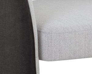 Sunpan Rosalia Contemporary Lounge Chair - Plush Curves and Defined Piping for Stylish Comfort in Any Space Mina Light Grey / Meg Ash