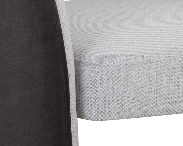 Sunpan Rosalia Contemporary Lounge Chair - Plush Curves and Defined Piping for Stylish Comfort in Any Space Mina Light Grey / Meg Ash