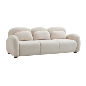 English Elm Christopher Knight Home® - 78 Modern 3-Seater Boucle Sofa – Petal-Inspired Curved Couch with 3 Pillows, Ergonomic Beige Comfort N773IS00034B