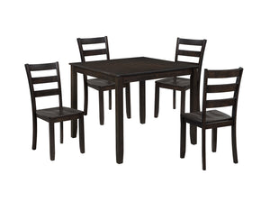 English Elm 5pc Rich Dark Wood Finish Square Dining Set with Ladder-Back Chairs, Compact 36" Table for Nooks B011P375960