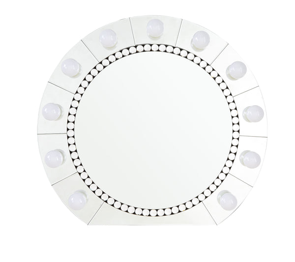 English Elm Farai Glam Mirrored Wall Décor Mirror with Faux Crystal Diamonds, Silver Hollywood Vanity Accent, 21"x21" B2726P244349