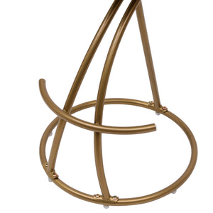 English Elm Bar Stools S-Shape Floral Upholstered Counter Height Set of 2 with Padded Backrest and Footrest, Modern Golden Frame, Durable Polyester, Easy Assembly, 220lb Capacity Gold & White Print W1757P269012