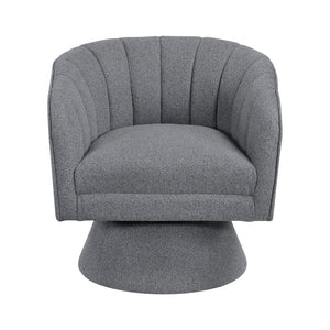English Elm 1pc Bouclé Swivel Accent Chair with Channel Back, Plush Foam Seat, 360° Rotation, Modern Comfort Dark Gray 28.5 L x 28 W x 20 H B011P308016