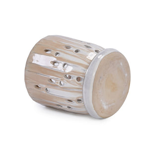 English Elm Set Of 2 Striped Ceramic Flowerpots - Modern 8" Planters With Drainage Holes For Stylish Displays W3273P322552-GIGA