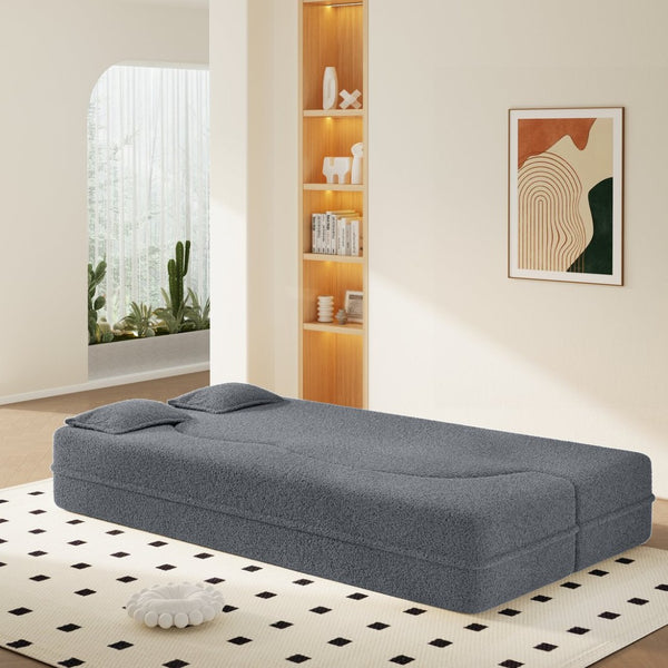 English Elm Modern Corduroy Floor Sofa Foldable Twin Sleeper Foam Filled for Compact Living Spaces Dark Grey W1885P435357