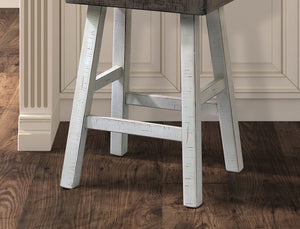 English Elm Traditional 24-inch Solid Wood Stool Set of 2 with Contour Seat, Transitional Dining Accent Seating Pair White+gray 40 L x 20 W x 10 H B2741P338652