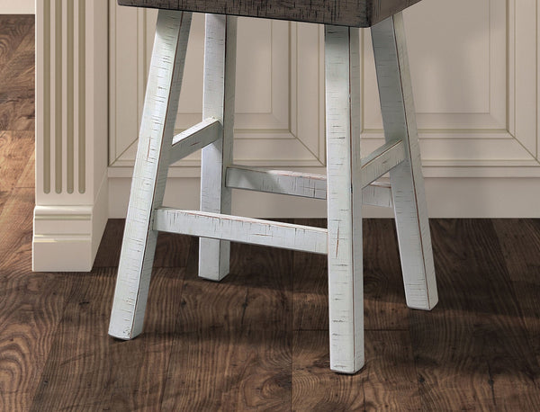 English Elm Traditional 24-inch Solid Wood Stool Set of 2 with Contour Seat, Transitional Dining Accent Seating Pair White+gray 40 L x 20 W x 10 H B2741P338652