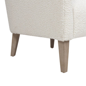 English Elm Jennifer Taylor Home - Nimbus 27.5" Curved Accent Chair Ivory Bouclé — Cozy Faux Sheepskin Upholstery, Tapered Wood Legs B2719P238256