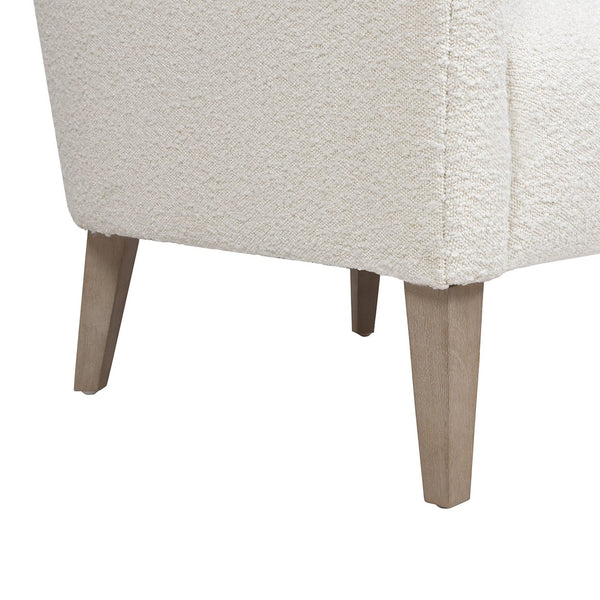 English Elm Jennifer Taylor Home - Nimbus 27.5" Curved Accent Chair Ivory Bouclé — Cozy Faux Sheepskin Upholstery, Tapered Wood Legs B2719P238256