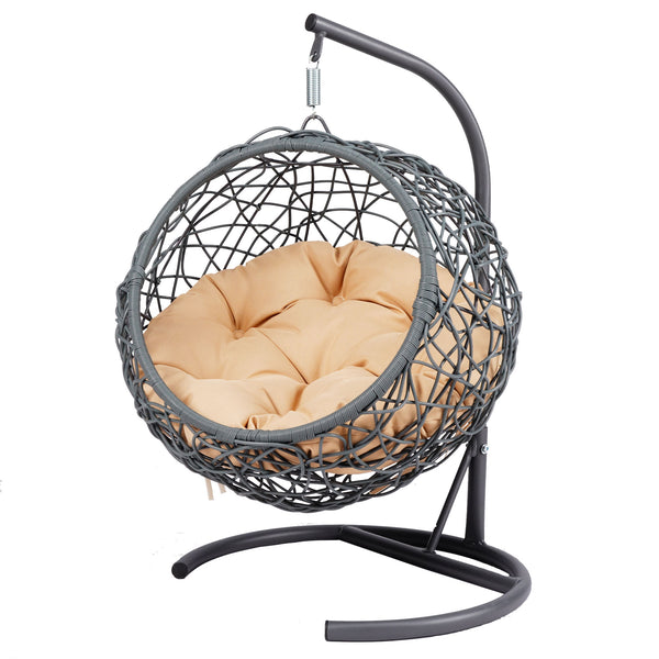 English Elm Cat Swing Bed With Stand & Removable Cushion - Stylish Egg Chair For Cozy Naps & Playtime Fun! W2500P283880