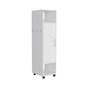 English Elm Cluster 63" Tall Wardrobe Cabinet with Mirror, Shelves, Casters and Rod for Compact Bedroom Storage White 42.2 L x 23.3 W x 6 H B070P210732