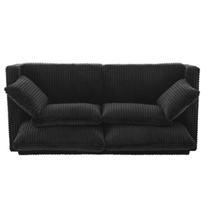 English Elm Modern Corduroy Upholstered Loveseat Sofa with Pocket Springs and Four Accent Pillows Black N763S000040B