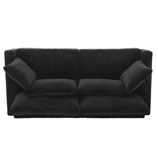 English Elm Modern Corduroy Upholstered Loveseat Sofa with Pocket Springs and Four Accent Pillows Black N763S000040B