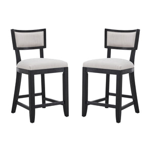 English Elm Christopher Knight Home® - 26.5" Counter Stools Set of 2 Upholstered Farmhouse Bar Stools with Curved Back, Footrest, Solid Wood Frame Beige+Black 72643.00BGECHOC