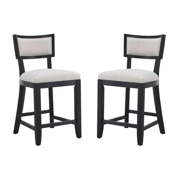 English Elm Christopher Knight Home® - 26.5" Counter Stools Set of 2 Upholstered Farmhouse Bar Stools with Curved Back, Footrest, Solid Wood Frame Beige+Black 72643.00BGECHOC