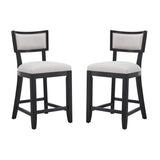 Christopher Knight Home® - Noble House - - 26.5" Counter Stools Set Of 2, Upholstered Counter Height Bar Stools With Comfy Back, Solid Rubber Wood Frame, Backrest, Footrest, Armless Barstools For Home Bar, Kitchen Counter, Beige & Black