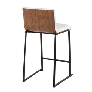 English Elm Mason Mason Mara 26" Contemporary Counter Stool with Tufted Faux Leather Seat and Walnut Back, Gold Base (Set of 2) White B202P222080