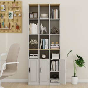 English Elm 72" Tall Slim Storage Cabinet Narrow 6-Tier Freestanding Bathroom Bookcase with Door, Adjustable Shelves, Antique White Finish – Sturdy MDF Organizer, Easy Assembly, Space-Saving Design W1120P317026