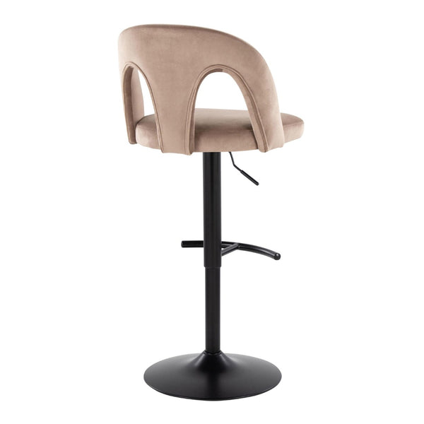 English Elm Adjustable Swivel Barstools Taupe Velvet Seat Matte Black Base Set of Two B202S01958