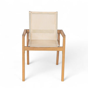 English Elm Christopher Knight Home® - BELFAST Teak Frame Outdoor Dining Chairs Set of 2 — Beige Mesh Comfort, Durable Weather-Resistant Design N762P240699A