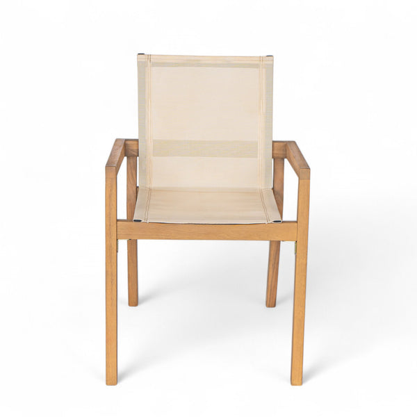 English Elm Christopher Knight Home® - BELFAST Teak Frame Outdoor Dining Chairs Set of 2 — Beige Mesh Comfort, Durable Weather-Resistant Design N762P240699A
