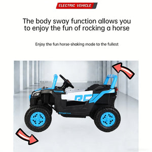 English Elm Ride on 12v Electric Kids Car with Remote Control Swing Function and Bluetooth Music Blue W1760P358711