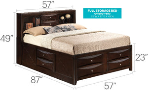English Elm Marilla Modern Full Storage Bed with Dovetailed Drawers, Real Wood Veneer, Molded Beveled Fronts Cappuccino 15 L x 20 W x 27 H B078S00193