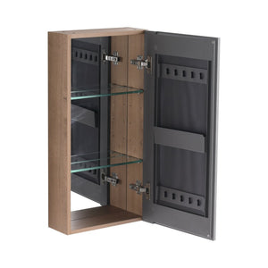 English Elm 14'' Wall Mounted Bathroom Medicine Cabinet with Adjustable Glass Shelves and Mirror Door W999P470285