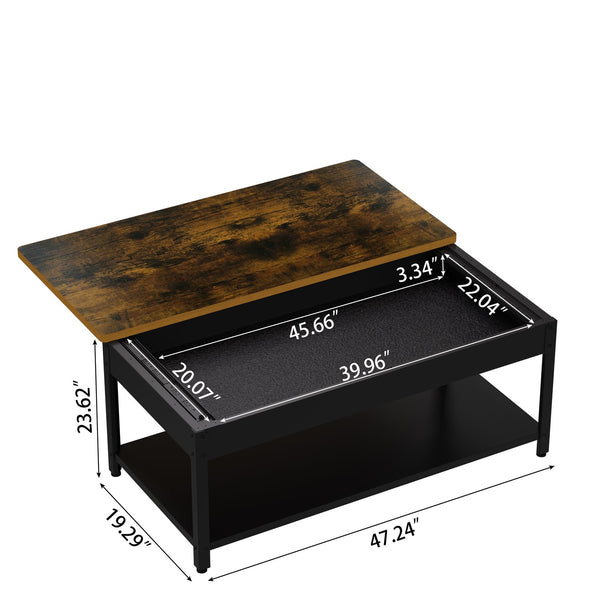 English Elm Rectangular fingerprint-secure coffee table with hidden safe, waterproof steel build and modern style Wood W396P307339