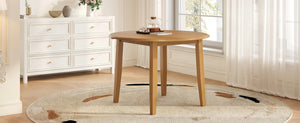 English Elm Extendable Round Dining Table Folding Mdf Top Rubberwood Legs Small Space Apartment Light Brown N752P405933A
