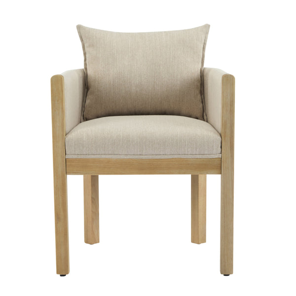 English Elm Christopher Knight Home® - Linen Upholstered Armchair Set Of 2 - Cozy Beige Chairs With Natural Wood Legs For Stylish Seating N768P305168N