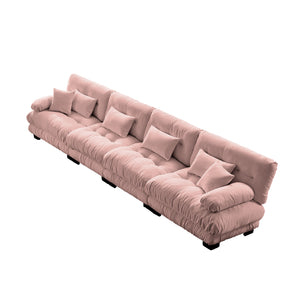 English Elm 4-Seater Plush Chenille Sectional Sofa with Deep Cloud Seats, Modular Design & Bolster Arms for Comfort and Style Pink W714S01013