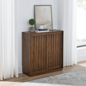 English Elm Mid Century Sideboard With Sliding Doors - Versatile Storage Cabinet For Living Room & Kitchen W1801P195658