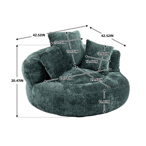 English Elm Lazy Sofa Oversized Ergonomic Bean Bag Lounger with High Wrap Back, Plush Chenille Foam Comfort for Living Room, Bedroom, Office Emerald W395P252054