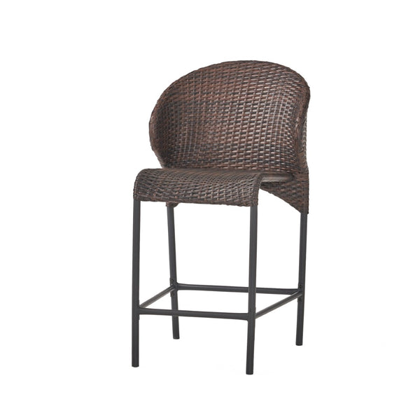 English Elm Rattan Outdoor Counter Stools Set of 4 Pe Wicker Iron Frame Resort Pool Deck N772P368971D