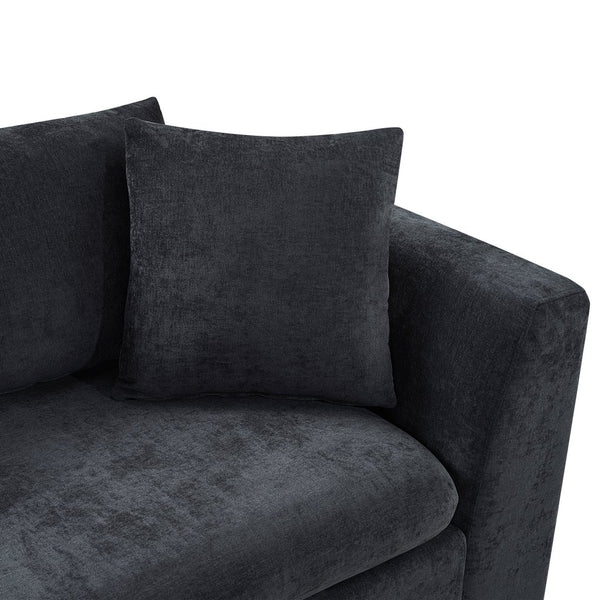 English Elm Sectional Chenille L-Shaped Sofa with Hidden Wooden Storage, Deep 18.9" Seats & Pocket Springs Black N719S001970B