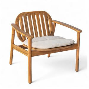 English Elm Christopher Knight Home® - Meja Teak Club Chair Set of 2 with Beige Cushions — Acacia & Eucalyptus Wood, Sleek Outdoor Design N775P282498T