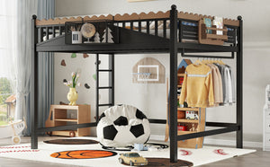 English Elm Twin Kids Platform Bed with Trundle Staircase Bookshelf and Rounded Safety Rails W1580S00382
